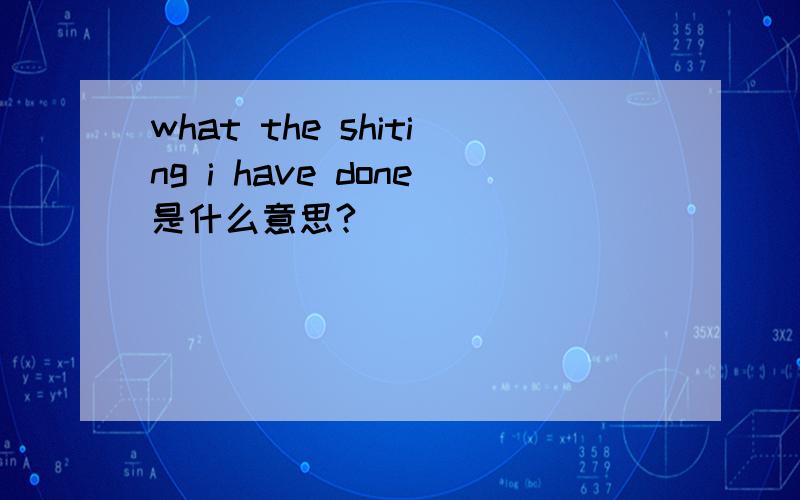 what the shiting i have done是什么意思?