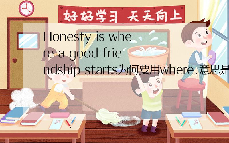 Honesty is where a good friendship starts为何要用where.意思是什么.有什么用.是定语从句吗
