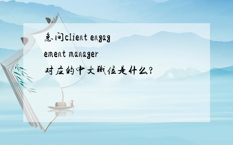 急问client engagement manager 对应的中文职位是什么?